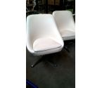 FAUTEUIL CLUB L UNITE CHROME BLANCHE SIMILI CUIR